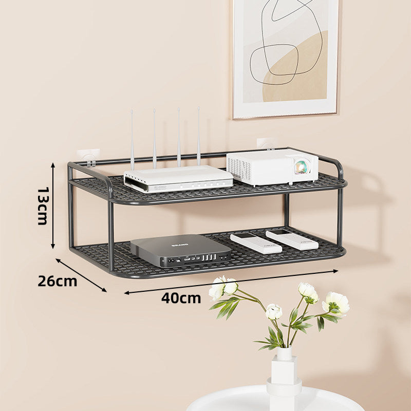 Wandmontierte belüftete Stahl-Dual-Tech-Regal für Router und Mediaplayer