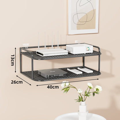 Wandmontierte belüftete Stahl-Dual-Tech-Regal für Router und Mediaplayer