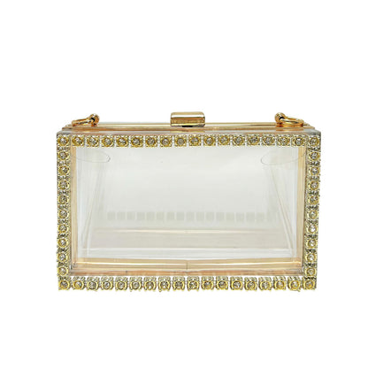 Kristallakzentierte klare Abend-Clutch