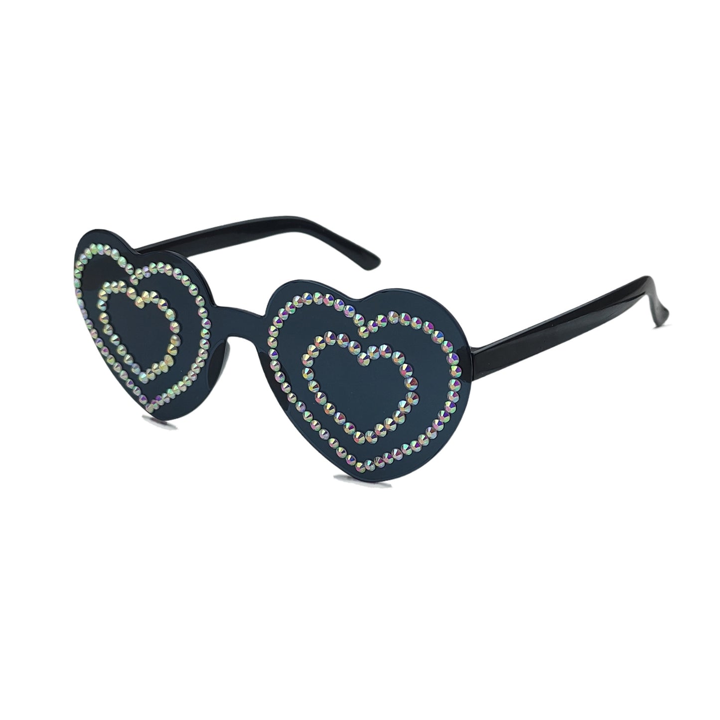 Damen Herzförmige Sonnenbrille mit funkelndem Strassmuster Brehn