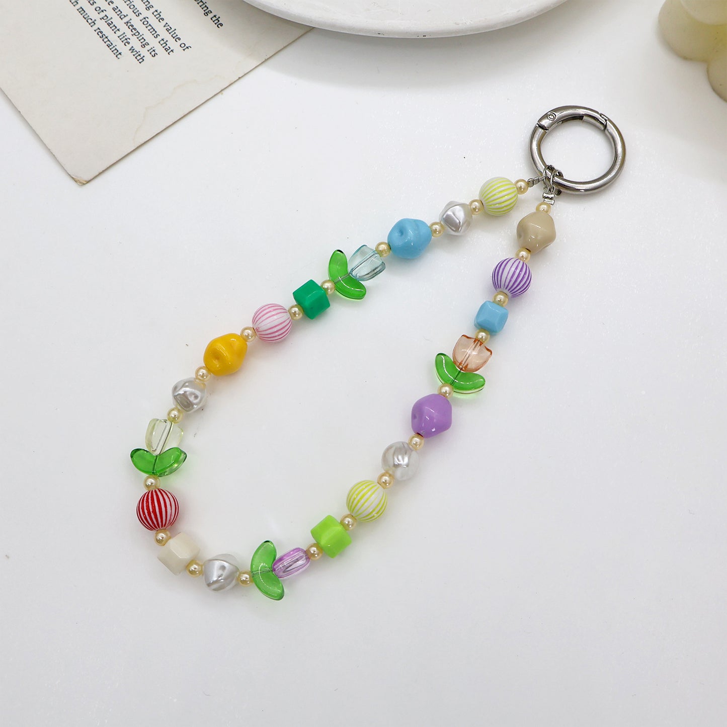 Perlen-Brillen-Kette mit stylischem Karomuster Brehn