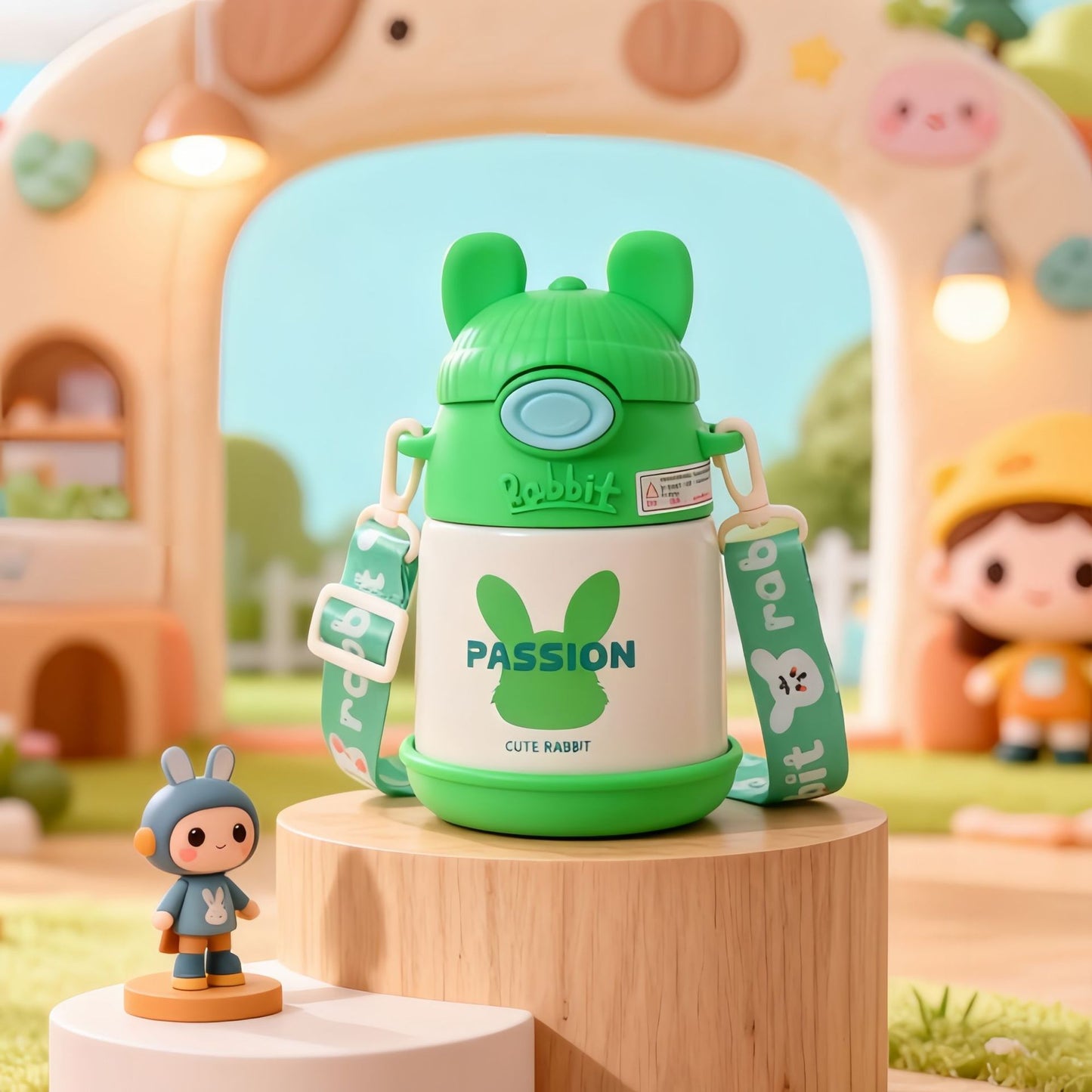 Damen Isolierte Kindertrinkflasche mit praktischem Tragegurt Brehn
