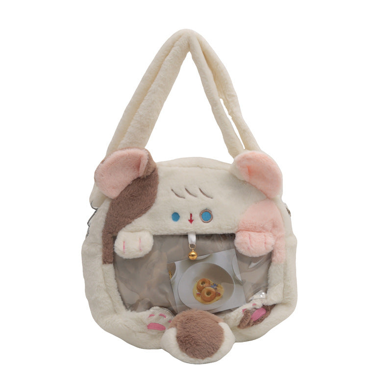 Plüschhandtasche mit Transparentem Sichtfenster Brehn