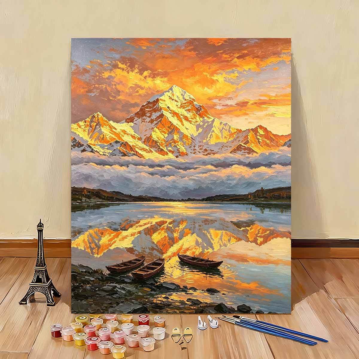 Mal das Zahlen Kunst-Set Scenic Mountain Landscape Brehn
