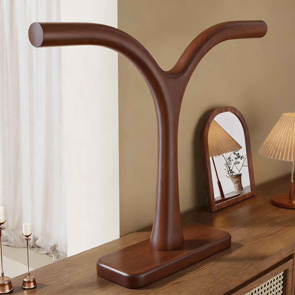 Holz T-Bar Schmuckorganisator Ständer für Halsketten- und Armbanddisplay