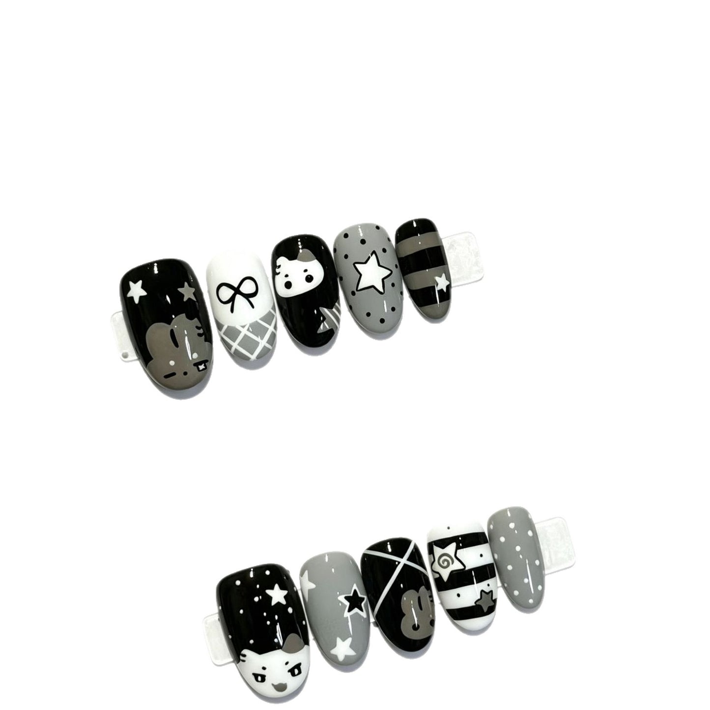 Kreatives персонаж-мотивiertes Press-On-Nagelkunst-Set Brehn