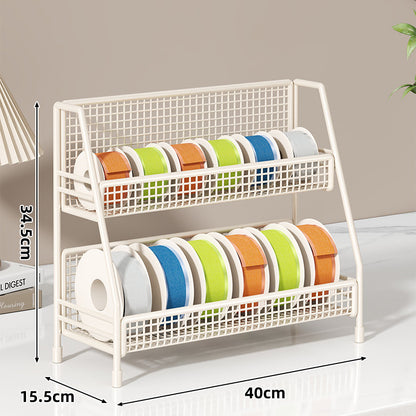 Vierstufiger geneigter Drahtgitter-Roll-Organizer-Ständer für Klebeband, Bänder und Bastelspulen
