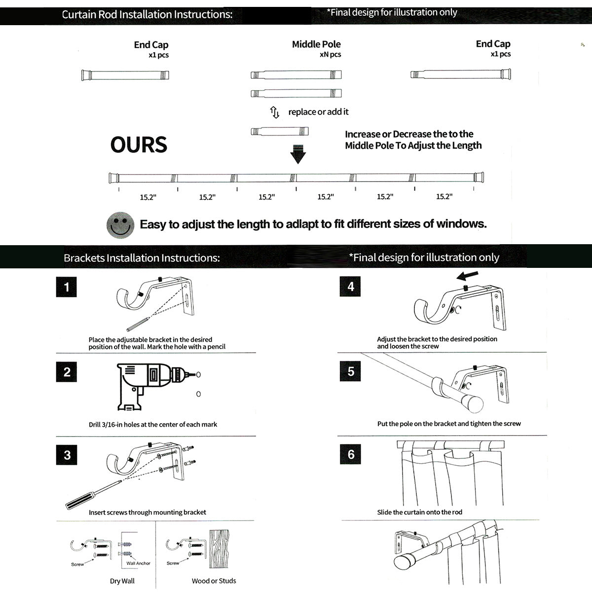 Thermisch isoliertes Vorhangstangen-Set