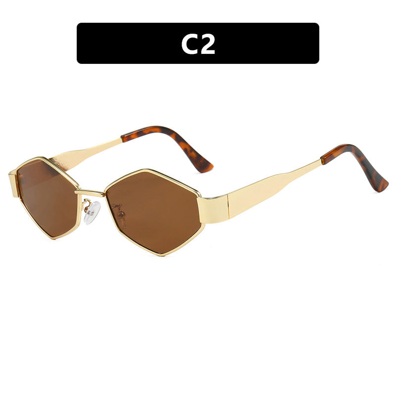 Damen geometrische Sonnenbrille mit schmalem Metallrahmen und polarisierten Gläsern Brehn