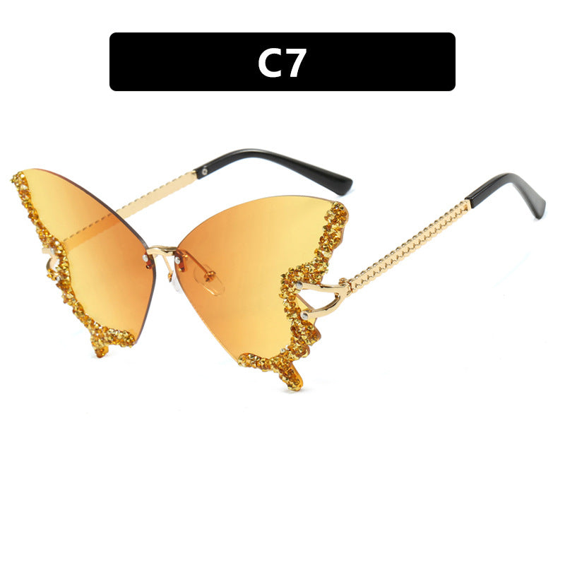 Damen große Cat-Eye Sonnenbrille mit funkelndem Strassbesatz und elegantem Rahmen Brehn