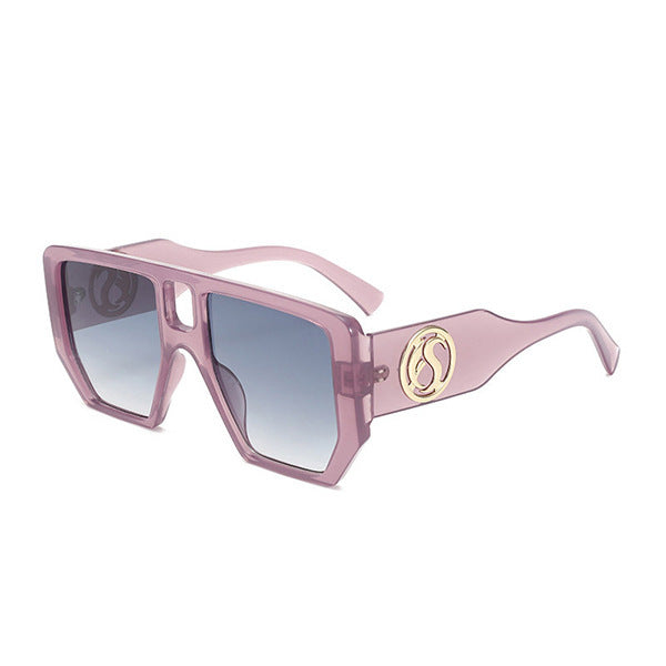 Damen Quadrat-Sonnenbrille mit auffälligem Muster und goldenen Akzenten Brehn