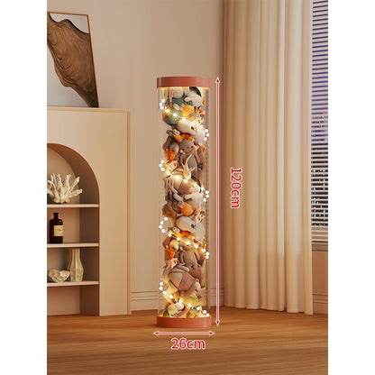Klarer zylindrischer Geschenkdisplaybox für Plüschtiere mit LED-Lichterkette und abnehmbarem Deckel