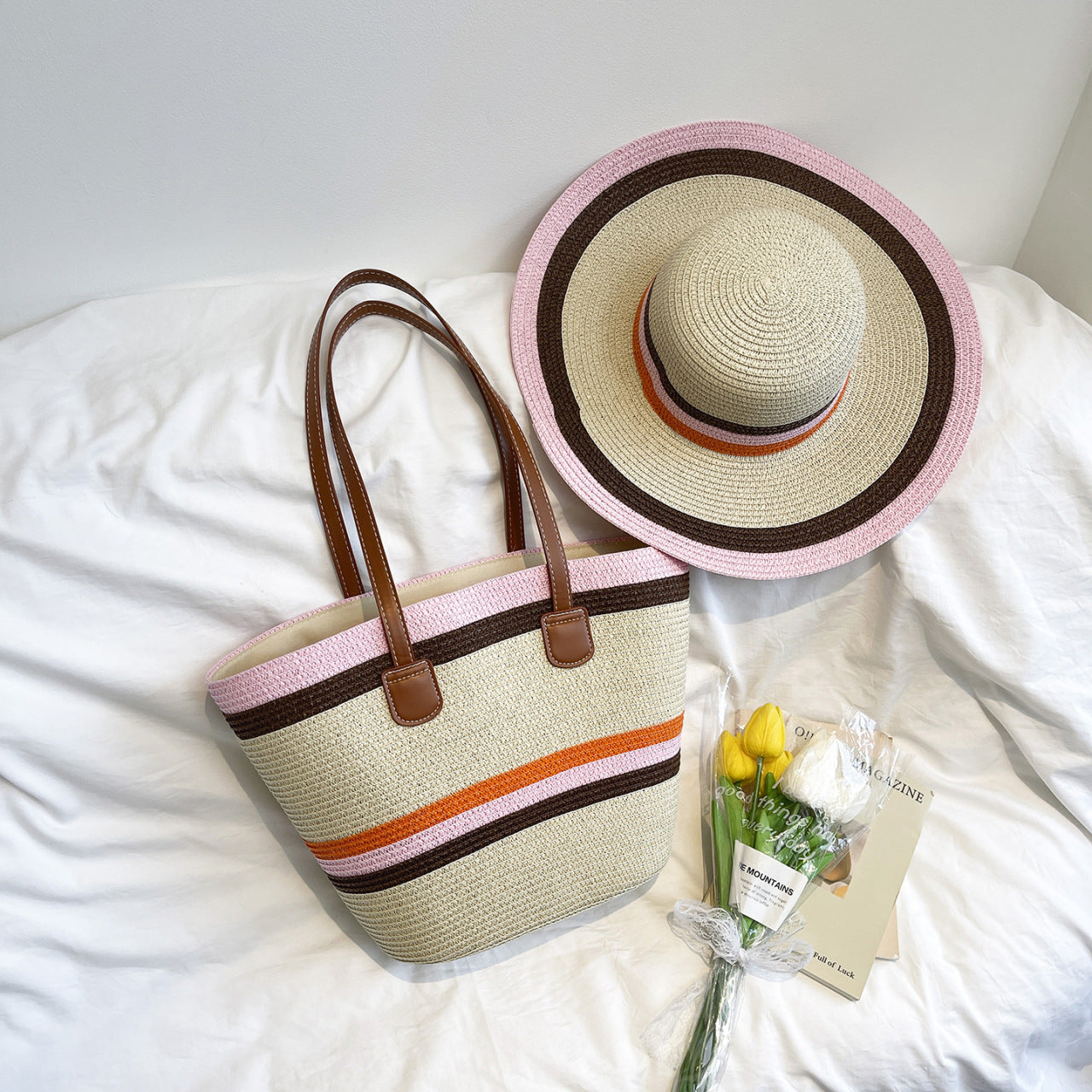 Bunte Strohtasche Strandtasche Brehn