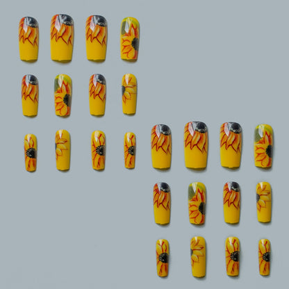 Künstlerisches Sonnenblumen Acryl Nagelkunst Set
