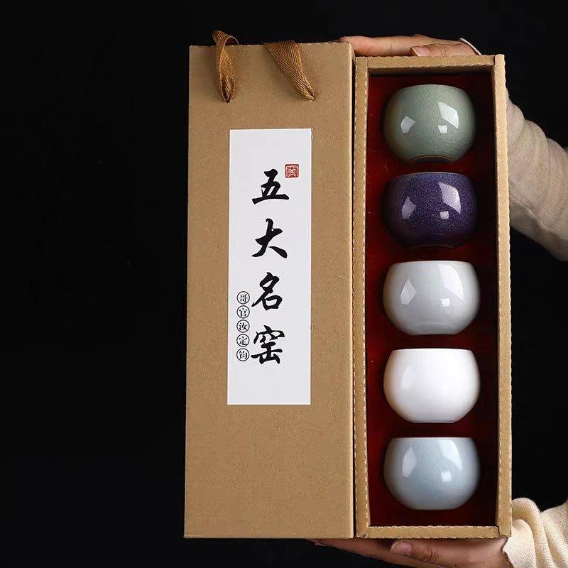 Oriental handgefertigtes keramisches rundes Teetassen-Set | Brehn