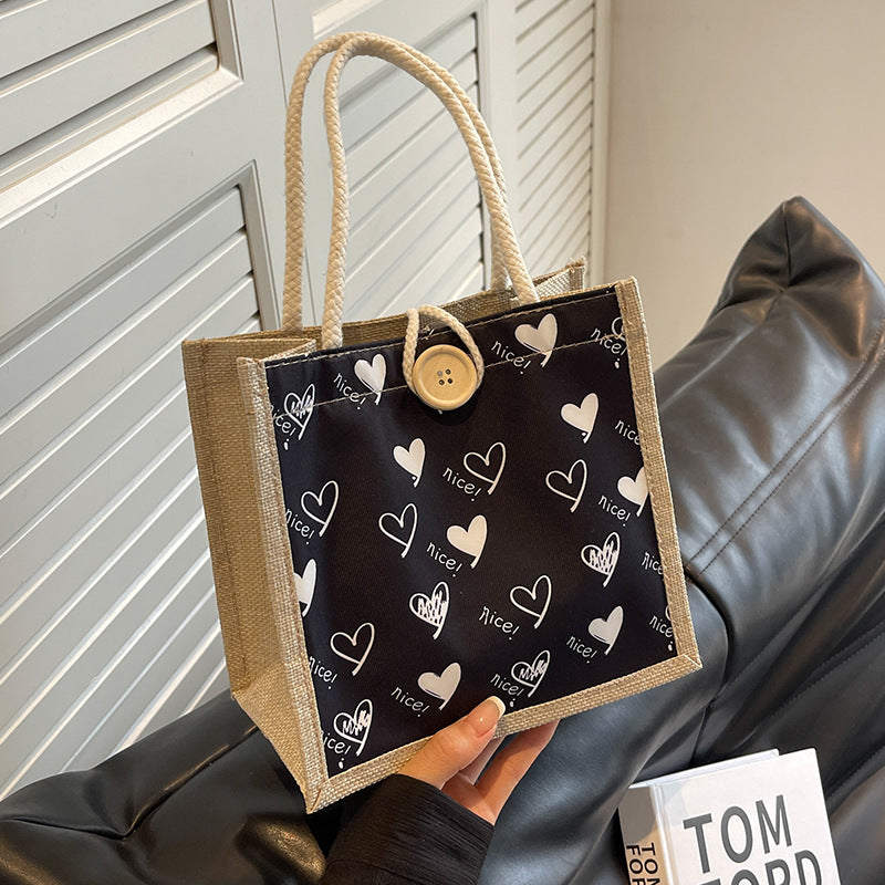 Herz-Muster Canvas Einkaufstasche