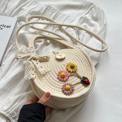 Handgewebte Blumenakzent Schultertasche