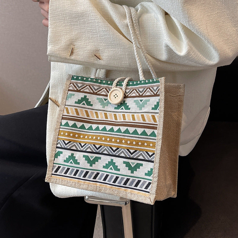 Ethnisch gemusterte Canvas Einkaufstasche