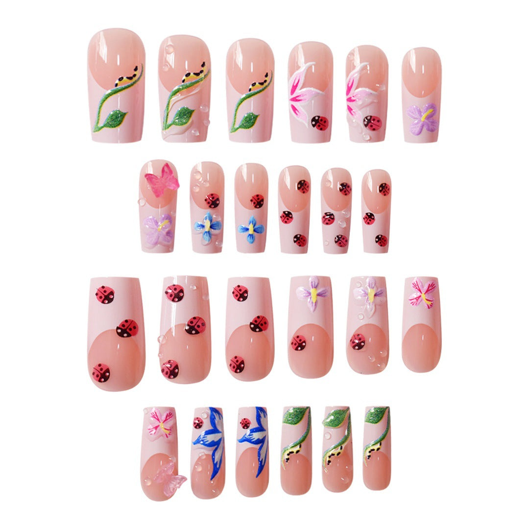 Floral Raised 3D Press-On Nail Set Brehn