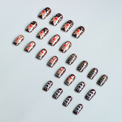 Festliches Lebkuchen-Motiv Nail Art Set
