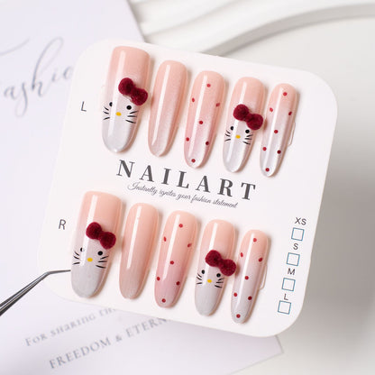 Künstlerisches Stiletto Press-On Nagelset mit floralem Schmuck Brehn
