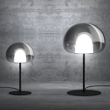 Moderne transparente Glastischlampe