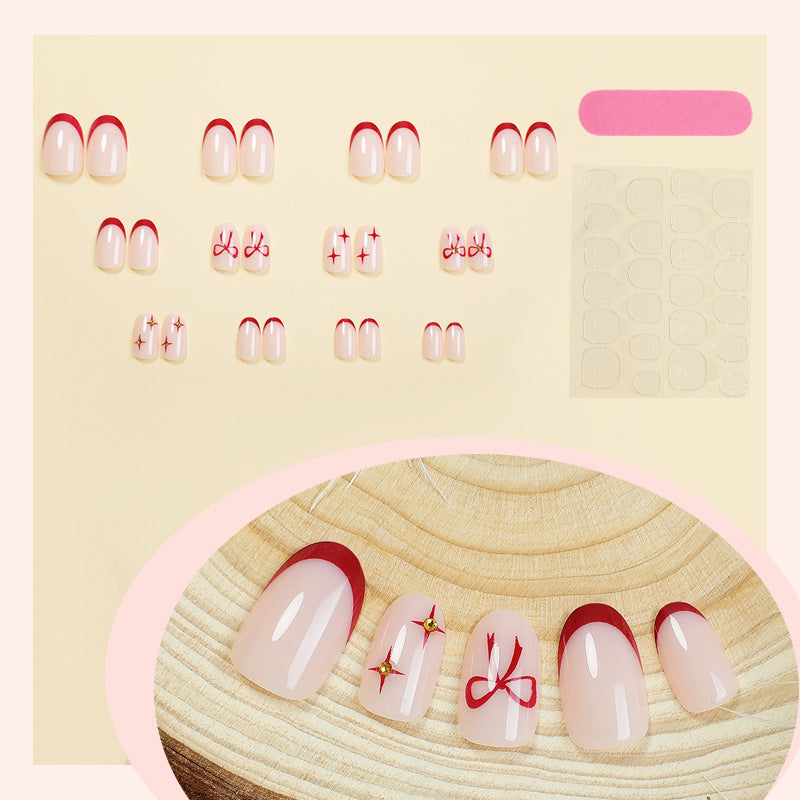 Kunstnagelset mit elegantem Bogen-Design und Glitzereffekten Brehn