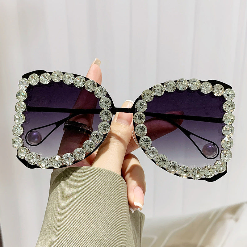 Damen extravagante Katzenaugen-Sonnenbrille mit funkelndem Strassrahmen Brehn