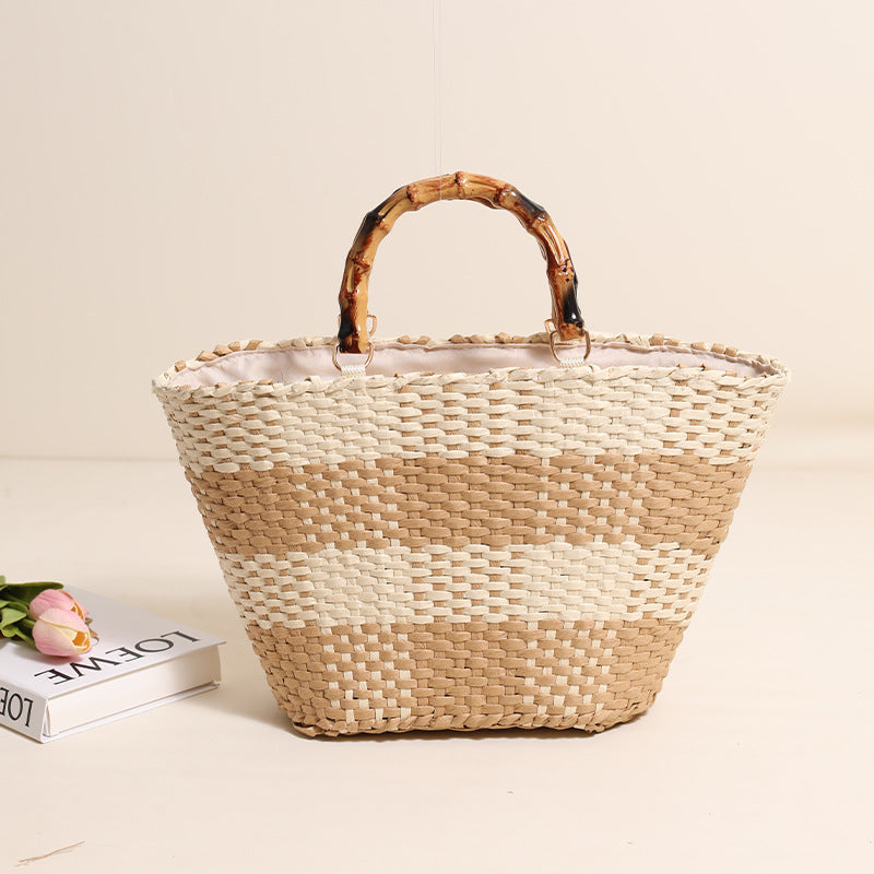 Damen Handgefertigte Korbtasche mit Bambusdetails Brehn