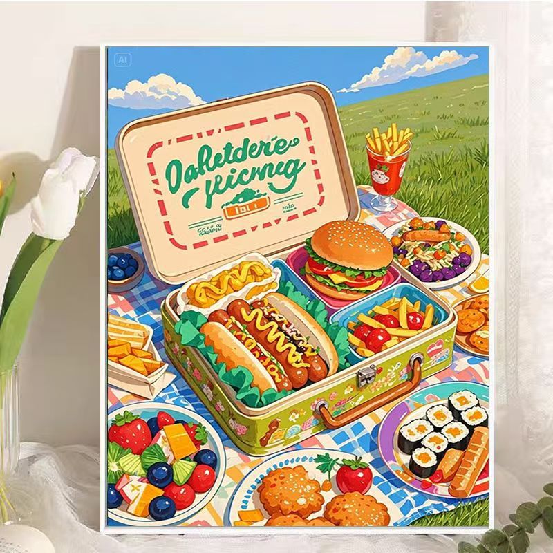 Picknick-Themen Essen Illustration Wandkunst Brehn