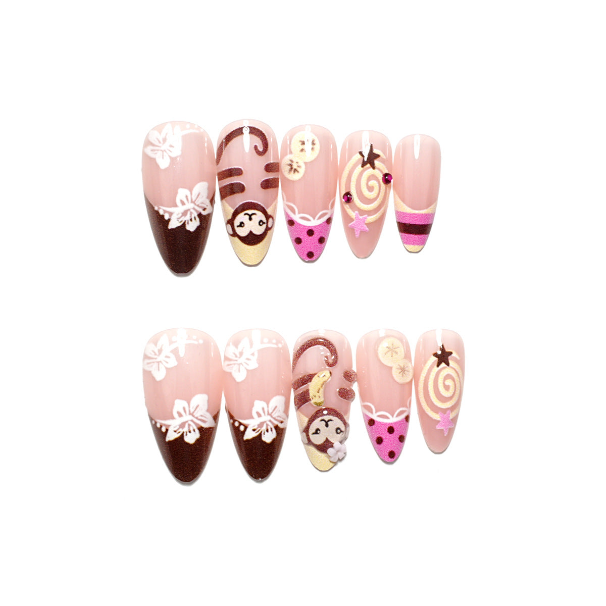 Kreatives thematisches Press-On-Nagelkunstset