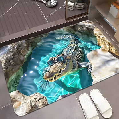 Cartoon-Alligator-Themen-Teppich