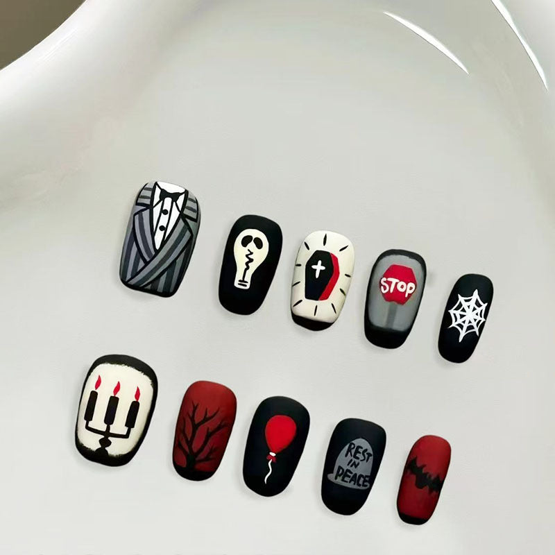 Verspielt katzenmotivierte Press-On Nagelkunst Brehn