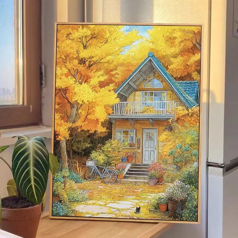 Herbsthaus-Szene Leinwand Wandkunst Brehn