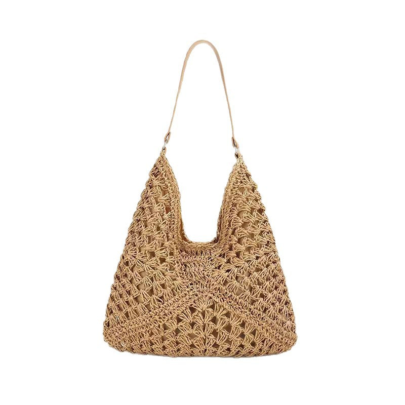 Große Makramee Tasche mit Lederakzenten Brehn
