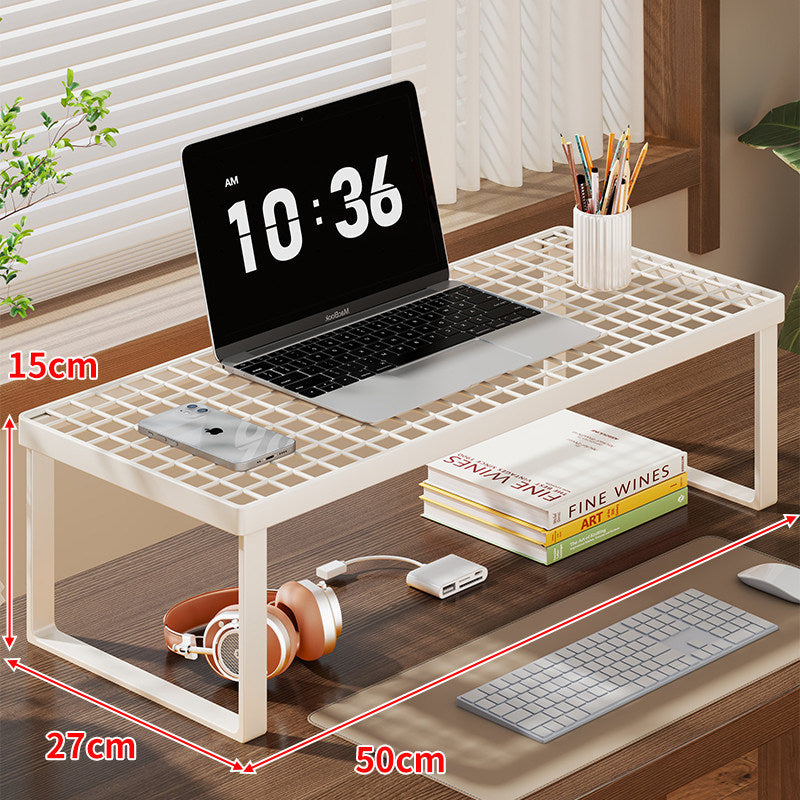 Grid-Top Desktop-Monitor und Laptop-Riser-Regal mit Unterablage