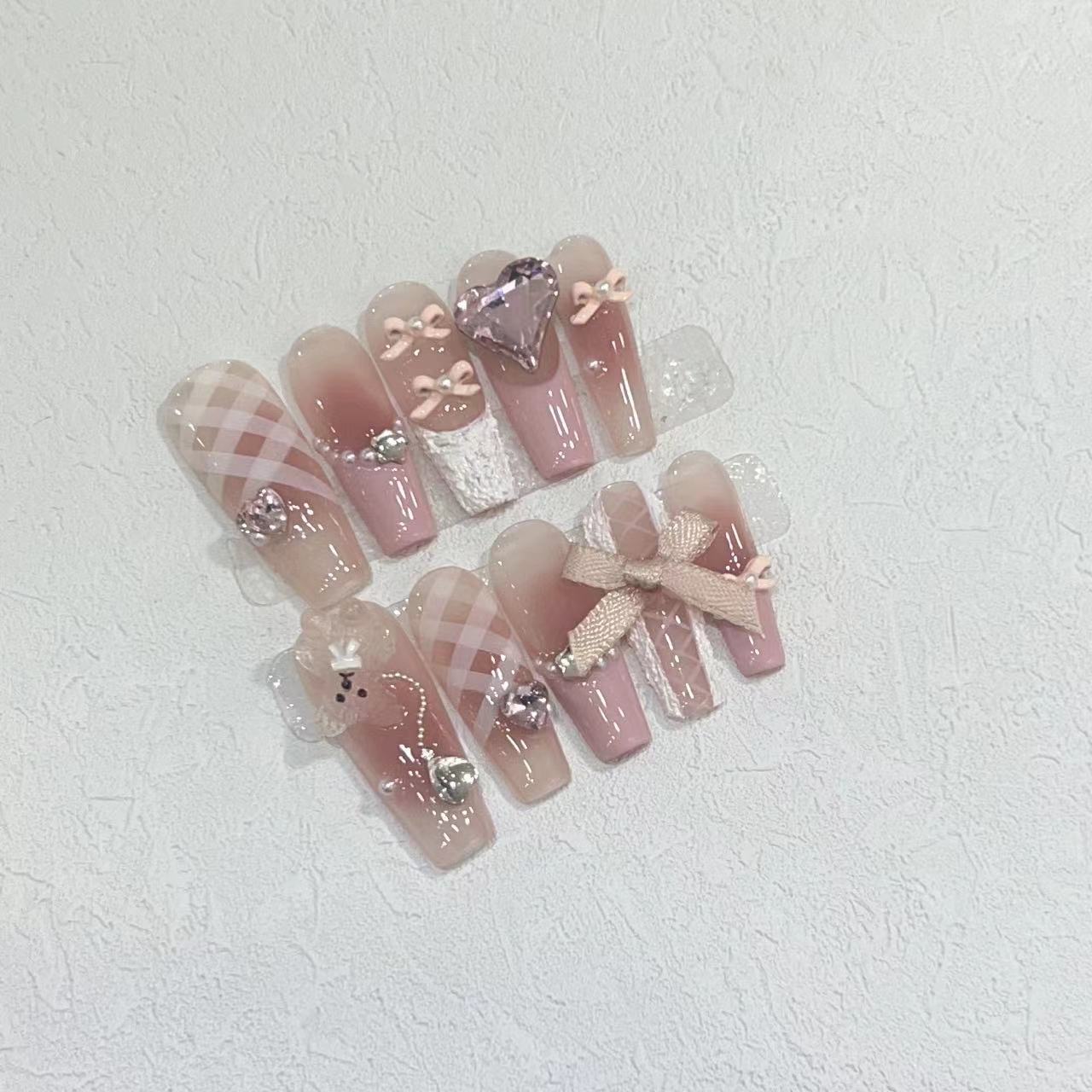 Artisan Floral Verziert Press-On Nagel Set Brehn