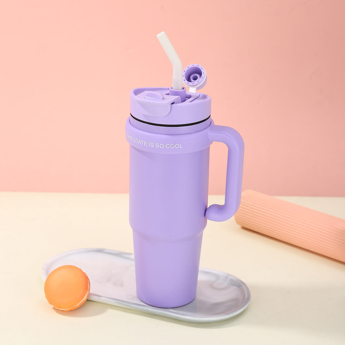 Unisex Trinkbecher mit integriertem Strohhalm Brehn