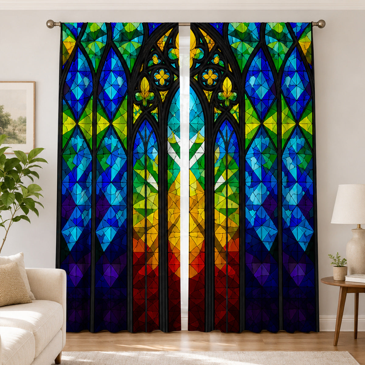Glasmalerei Inspirierte Dekorative Fenster Vorhänge