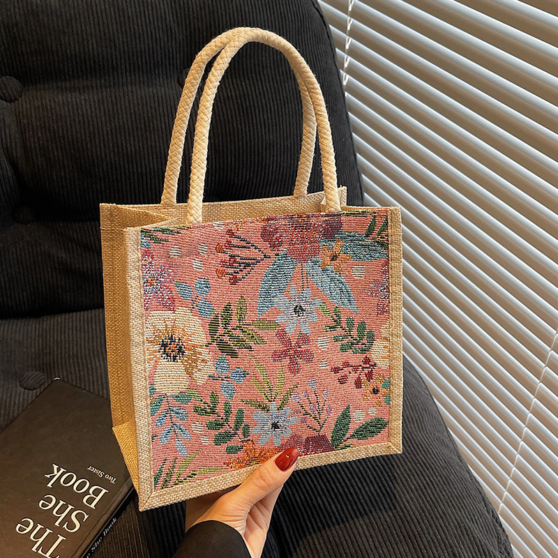 Blumenverzierte Mini-Tote-Bag