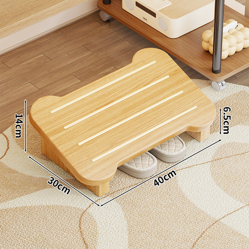 Niedrige Holzschuhbank mit Stauraum unter dem Sitz