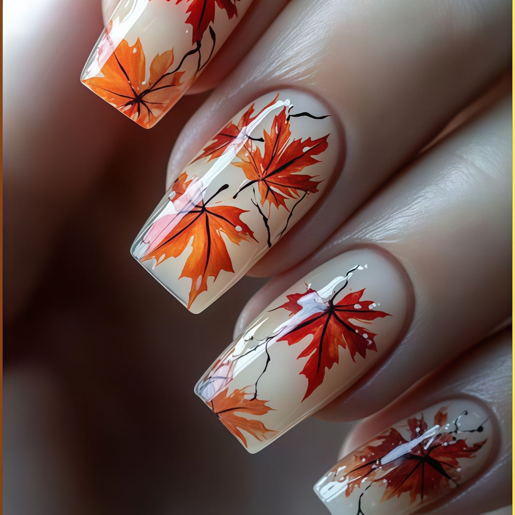 Kunstnägel mit herbstlichen Blattmotiven Brehn