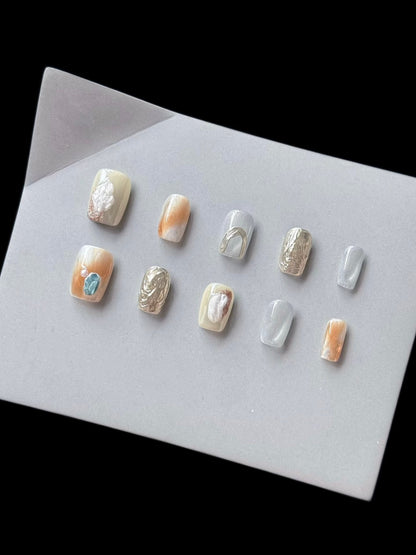 Dekoratives Press-On-Nagelkunstset mit Marmor-Effekt