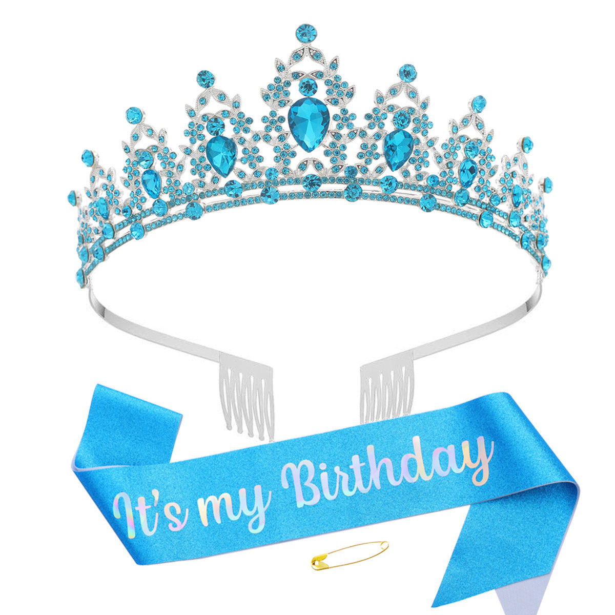 Damen Schwarz verzierte Tiara mit edlem Design Brehn