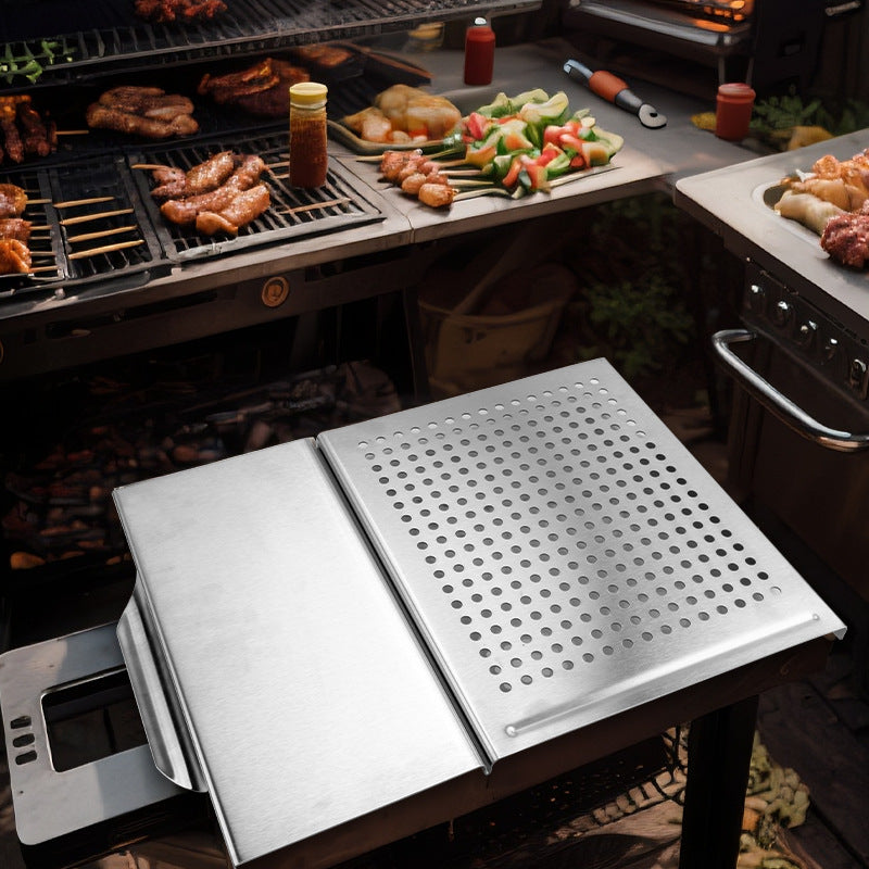 Edelstahl Grillaufsatz mit Perforierter Grillplatte und Integrierter Fettauffangschale Brehn