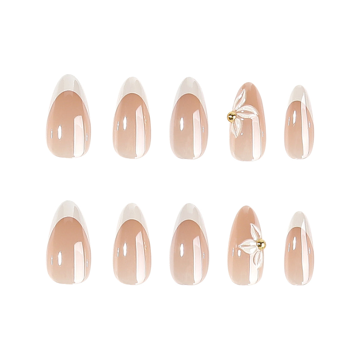 Kunstvolle Stiletto-Nägel mit elegantem Blumendesign Brehn