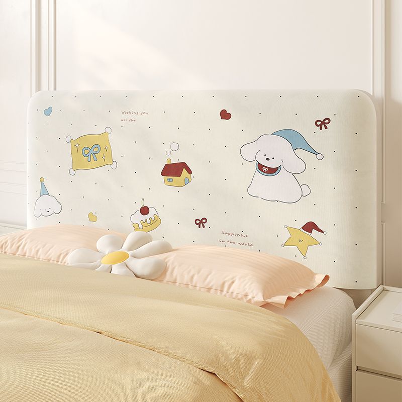 Padded Decorative Upholstered Headboard Cover with Cute Patchwork Puppy and Gingham Print