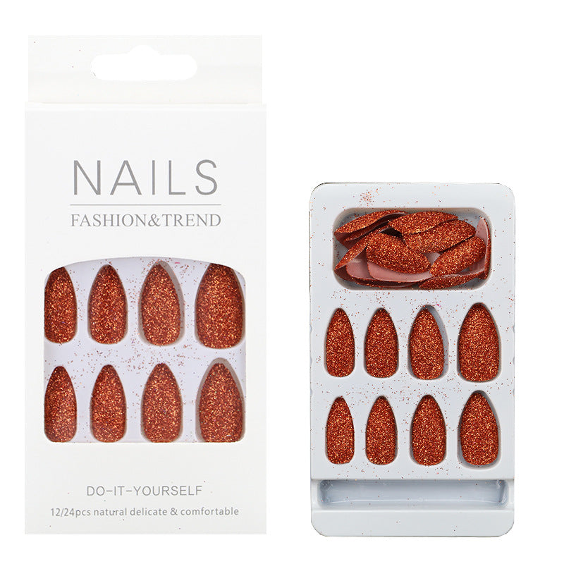 Glitzernde mandelförmige Press-On Nagelspitzen Brehn