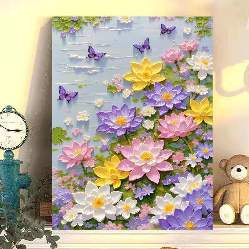 Elegante Floral Lotus Leinwand Kunst Brehn