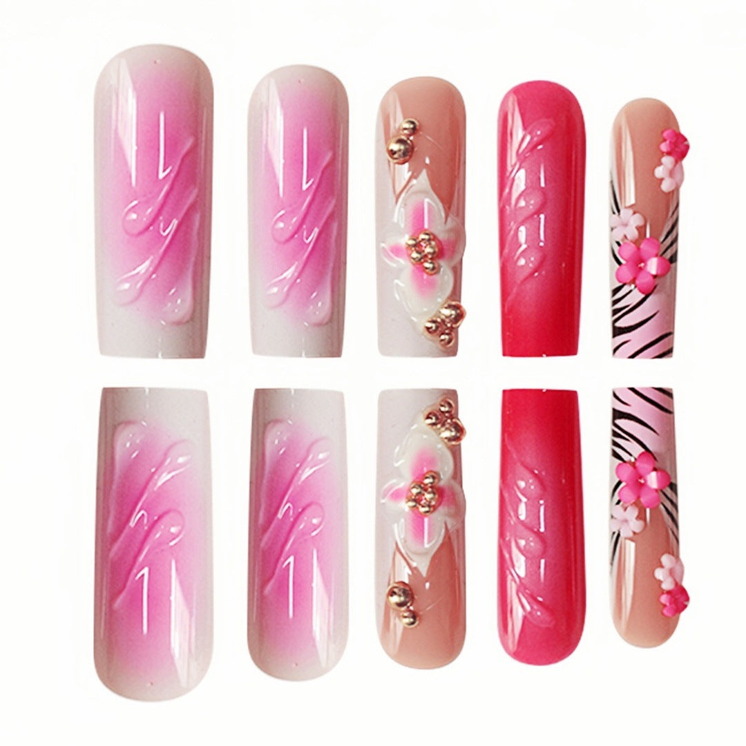 Floral Acryl Press-On Nail Art Extensions Brehn